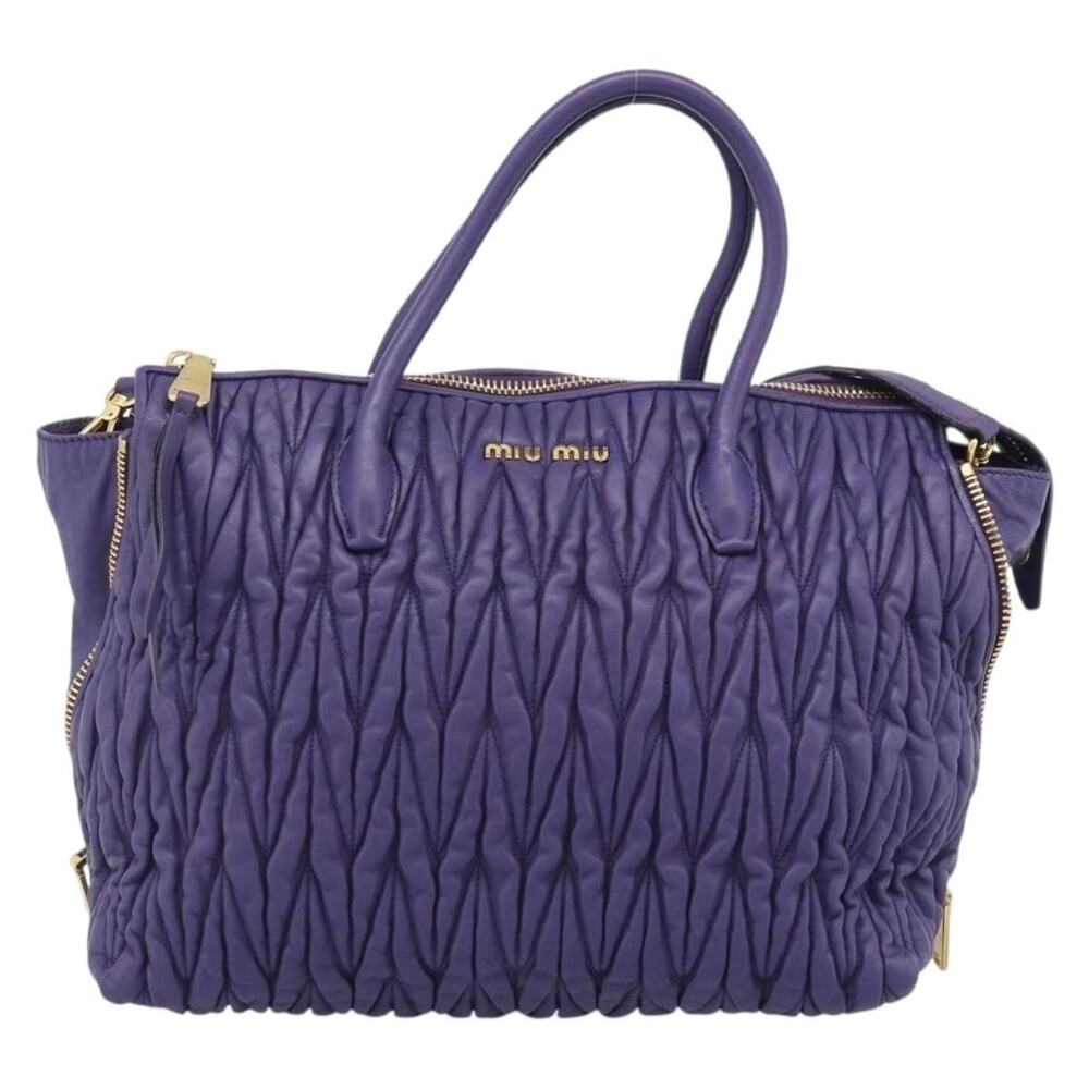 Miu Miu Matelasse Leather Handbag Purple